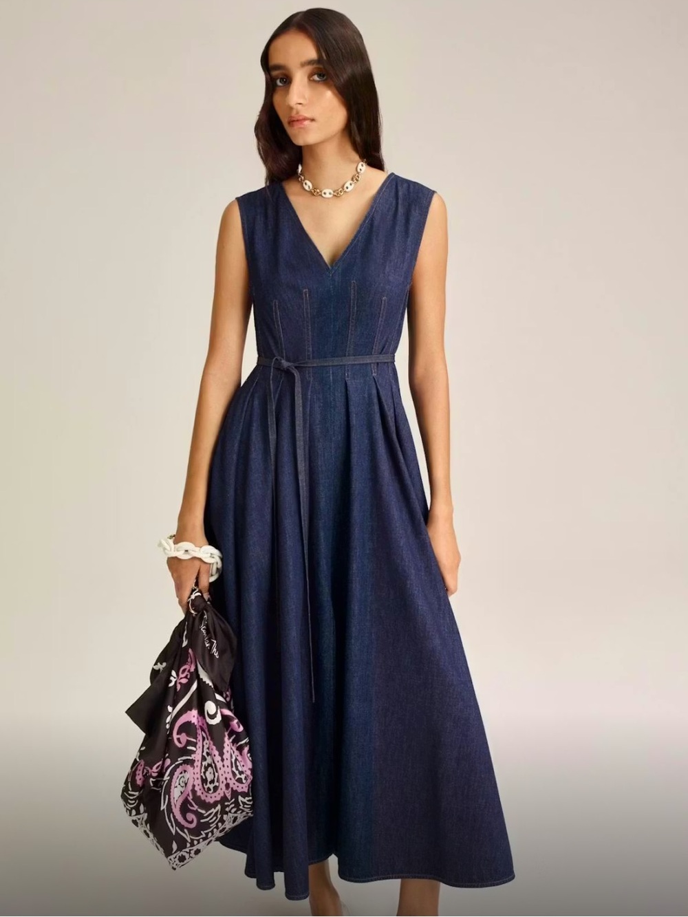 Denim Pleat Dress